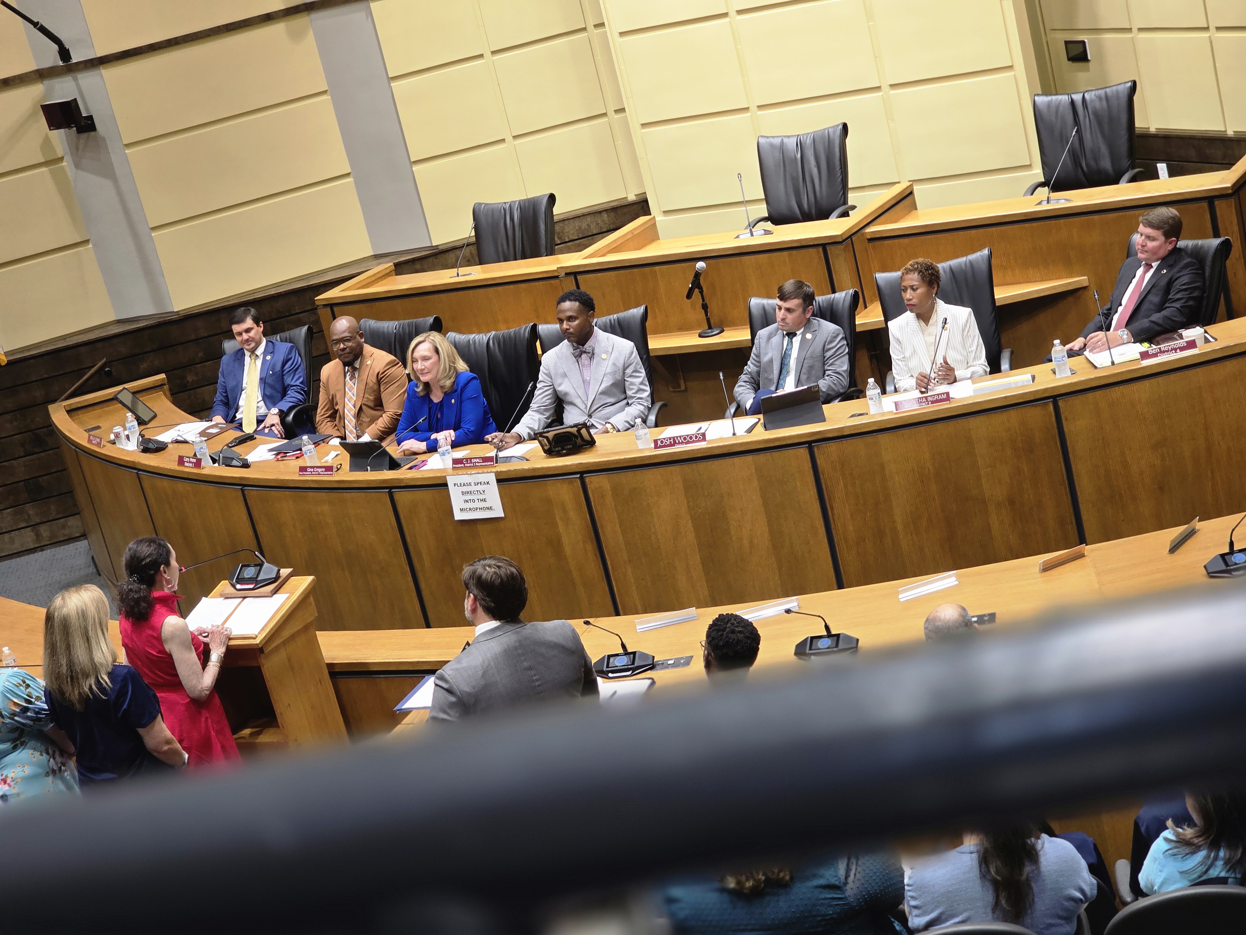 The Mobile City Council lisening to representatives of organizations before accepting the Proclemation. They spoke about work completed and the wwork that still needs to be done to make the city more accessible for people with disabilities.